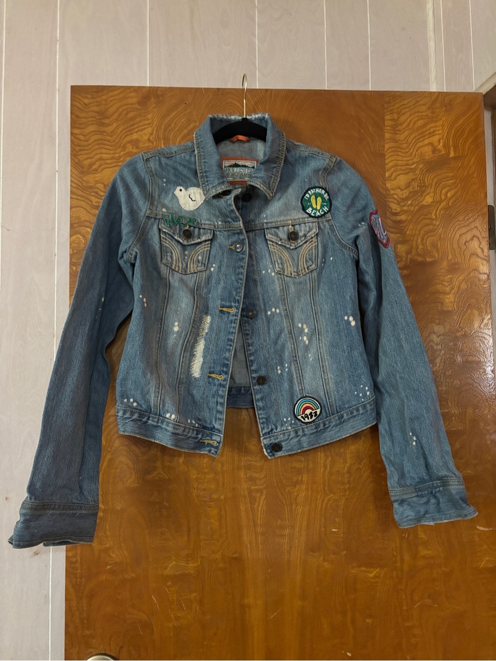 Y2K Hollister Distressed Blue Denim Jacket with Patches